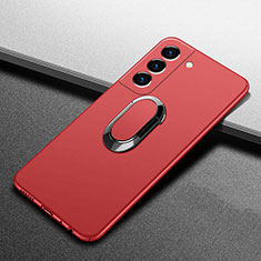 Coque Plastique Housse Etui Rigide Mat avec Support Bague Anneau Aimante Magnetique A01 pour Samsung Galaxy S21 5G Rouge