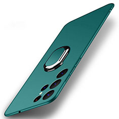 Coque Plastique Housse Etui Rigide Mat avec Support Bague Anneau Aimante Magnetique A01 pour Samsung Galaxy S21 Ultra 5G Vert