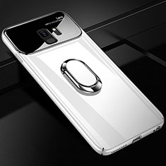Coque Plastique Housse Etui Rigide Mat avec Support Bague Anneau Aimante Magnetique A01 pour Samsung Galaxy S9 Blanc