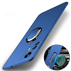 Coque Plastique Housse Etui Rigide Mat avec Support Bague Anneau Aimante Magnetique A01 pour Xiaomi Mi 12 5G Bleu
