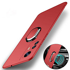 Coque Plastique Housse Etui Rigide Mat avec Support Bague Anneau Aimante Magnetique A01 pour Xiaomi Mi 12 5G Rouge