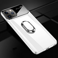 Coque Plastique Housse Etui Rigide Mat avec Support Bague Anneau Aimante Magnetique P01 pour Apple iPhone 11 Pro Blanc