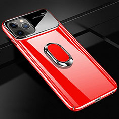 Coque Plastique Housse Etui Rigide Mat avec Support Bague Anneau Aimante Magnetique P01 pour Apple iPhone 11 Pro Max Rouge
