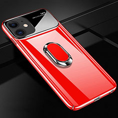 Coque Plastique Housse Etui Rigide Mat avec Support Bague Anneau Aimante Magnetique P01 pour Apple iPhone 11 Rouge