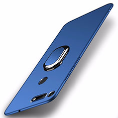 Coque Plastique Housse Etui Rigide Mat avec Support Bague Anneau Aimante Magnetique P01 pour Huawei Honor V20 Bleu