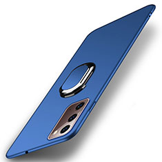 Coque Plastique Housse Etui Rigide Mat avec Support Bague Anneau Aimante Magnetique P01 pour Samsung Galaxy Note 20 5G Bleu