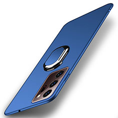 Coque Plastique Housse Etui Rigide Mat avec Support Bague Anneau Aimante Magnetique P01 pour Samsung Galaxy Note 20 Ultra 5G Bleu