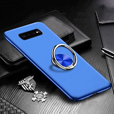 Coque Plastique Housse Etui Rigide Mat avec Support Bague Anneau Aimante Magnetique P01 pour Samsung Galaxy S10 5G Bleu