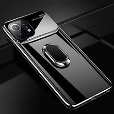 Coque Plastique Housse Etui Rigide Mat avec Support Bague Anneau Aimante Magnetique P01 pour Xiaomi Mi 11 Lite 4G Noir