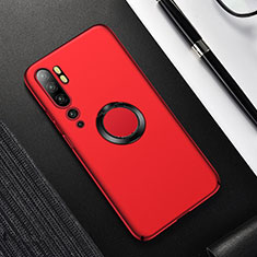 Coque Plastique Housse Etui Rigide Mat avec Support Bague Anneau Aimante Magnetique P01 pour Xiaomi Mi Note 10 Pro Rouge