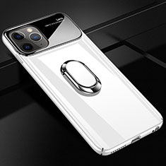 Coque Plastique Housse Etui Rigide Mat avec Support Bague Anneau Aimante Magnetique P02 pour Apple iPhone 11 Pro Blanc