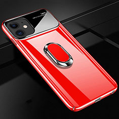 Coque Plastique Housse Etui Rigide Mat avec Support Bague Anneau Aimante Magnetique P02 pour Apple iPhone 11 Rouge