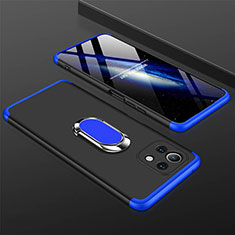 Coque Plastique Housse Etui Rigide Mat avec Support Bague Anneau Aimante Magnetique P02 pour Xiaomi Mi 11 5G Bleu et Noir