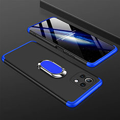 Coque Plastique Housse Etui Rigide Mat avec Support Bague Anneau Aimante Magnetique P02 pour Xiaomi Mi 11 Lite 4G Bleu et Noir