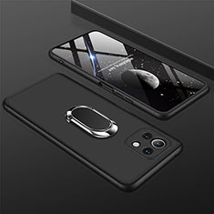 Coque Plastique Housse Etui Rigide Mat avec Support Bague Anneau Aimante Magnetique P02 pour Xiaomi Mi 11 Lite 4G Noir