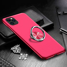 Coque Plastique Housse Etui Rigide Mat avec Support Bague Anneau Aimante Magnetique P03 pour Apple iPhone 11 Pro Rouge