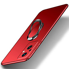 Coque Plastique Housse Etui Rigide Mat avec Support Bague Anneau Aimante Magnetique pour OnePlus Nord N20 5G Rouge