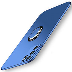 Coque Plastique Housse Etui Rigide Mat avec Support Bague Anneau Aimante Magnetique pour Oppo Reno6 5G Bleu