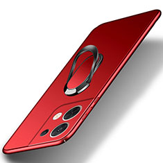 Coque Plastique Housse Etui Rigide Mat avec Support Bague Anneau Aimante Magnetique pour Oppo Reno8 Pro 5G Rouge