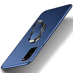 Coque Plastique Housse Etui Rigide Mat avec Support Bague Anneau Aimante Magnetique pour Samsung Galaxy S20 FE 5G Bleu