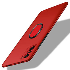 Coque Plastique Housse Etui Rigide Mat avec Support Bague Anneau Aimante Magnetique pour Xiaomi Mi 11X 5G Rouge