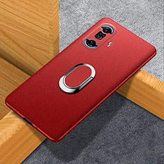 Coque Plastique Housse Etui Rigide Mat avec Support Bague Anneau Aimante Magnetique pour Xiaomi Poco F3 GT 5G Rouge