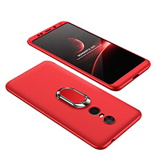Coque Plastique Mat Protection Integrale 360 Degres Avant et Arriere Etui Housse avec Support Bague Anneau pour Xiaomi Redmi 5 Plus Rouge