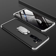 Coque Plastique Mat Protection Integrale 360 Degres Avant et Arriere Etui Housse avec Support Bague Anneau pour Xiaomi Redmi Note 8 Pro Argent et Noir