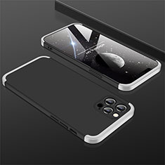 Coque Plastique Mat Protection Integrale 360 Degres Avant et Arriere Etui Housse M01 pour Apple iPhone 12 Pro Argent et Noir