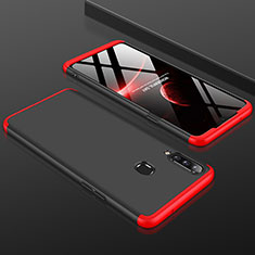 Coque Plastique Mat Protection Integrale 360 Degres Avant et Arriere Etui Housse M01 pour Samsung Galaxy A20s Rouge et Noir
