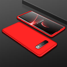 Coque Plastique Mat Protection Integrale 360 Degres Avant et Arriere Etui Housse M01 pour Samsung Galaxy S10 Rouge
