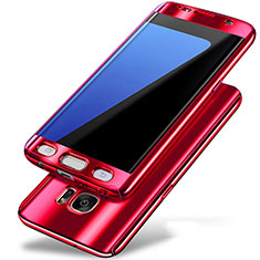 Coque Plastique Mat Protection Integrale 360 Degres Avant et Arriere Etui Housse P01 pour Samsung Galaxy S7 Edge G935F Rouge