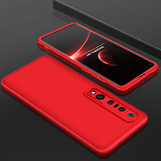 Coque Plastique Mat Protection Integrale 360 Degres Avant et Arriere Etui Housse P01 pour Xiaomi Mi 10 Pro Rouge