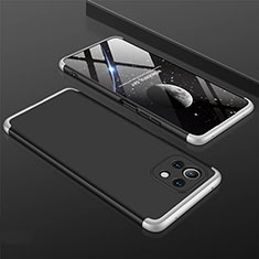 Coque Plastique Mat Protection Integrale 360 Degres Avant et Arriere Etui Housse P01 pour Xiaomi Mi 11 5G Argent et Noir