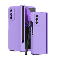 Coque Plastique Mat Protection Integrale 360 Degres Avant et Arriere Etui Housse P02 pour Samsung Galaxy Z Fold2 5G Violet