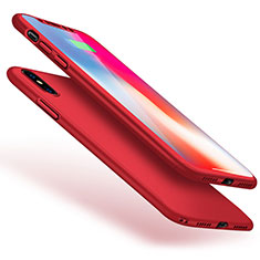 Coque Plastique Mat Protection Integrale 360 Degres Avant et Arriere Etui Housse pour Apple iPhone X Rouge