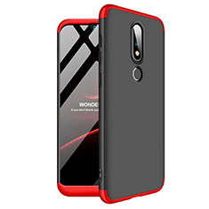Coque Plastique Mat Protection Integrale 360 Degres Avant et Arriere Etui Housse pour Nokia 6.1 Plus Rouge et Noir