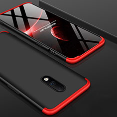 Coque Plastique Mat Protection Integrale 360 Degres Avant et Arriere Etui Housse pour OnePlus 7 Rouge et Noir