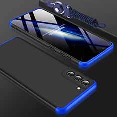 Coque Plastique Mat Protection Integrale 360 Degres Avant et Arriere Etui Housse pour Samsung Galaxy S22 5G Bleu et Noir