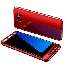 Coque Plastique Mat Protection Integrale 360 Degres Avant et Arriere Etui Housse pour Samsung Galaxy S7 Edge G935F Rouge