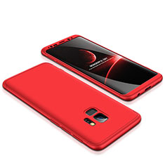 Coque Plastique Mat Protection Integrale 360 Degres Avant et Arriere Etui Housse pour Samsung Galaxy S9 Rouge
