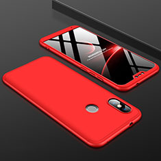 Coque Plastique Mat Protection Integrale 360 Degres Avant et Arriere Etui Housse pour Xiaomi Redmi 6 Pro Rouge