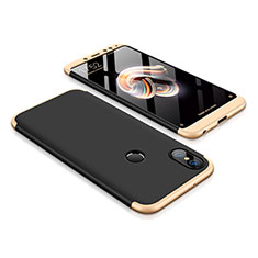 Coque Plastique Mat Protection Integrale 360 Degres Avant et Arriere Etui Housse pour Xiaomi Redmi Note 5 Or et Noir