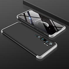 Coque Plastique Mat Protection Integrale 360 Degres Avant et Arriere Etui Housse R01 pour Xiaomi Mi Note 10 Argent et Noir
