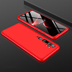 Coque Plastique Mat Protection Integrale 360 Degres Avant et Arriere Etui Housse R01 pour Xiaomi Mi Note 10 Rouge