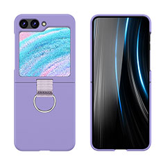 Coque Plastique Mat Protection Integrale 360 Degres Avant et Arriere Etui Housse Z03L pour Samsung Galaxy Z Flip5 5G Violet Clair