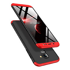 Coque Plastique Mat Protection Integrale 360 Degres Avant et Arriere Q01 pour Samsung Galaxy A6 (2018) Dual SIM Rouge et Noir