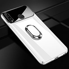 Coque Plastique Protection Integrale 360 Degres Miroir Etui Housse avec Support Bague Anneau Aimante Magnetique pour Huawei P30 Lite New Edition Blanc