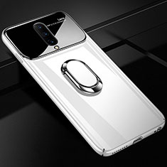 Coque Plastique Protection Integrale 360 Degres Miroir Etui Housse avec Support Bague Anneau Aimante Magnetique pour OnePlus 7 Pro Blanc