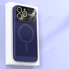 Coque Plastique Rigide Etui Housse Mailles Filet avec Mag-Safe Magnetic Magnetique JS1 pour Apple iPhone 13 Pro Bleu
